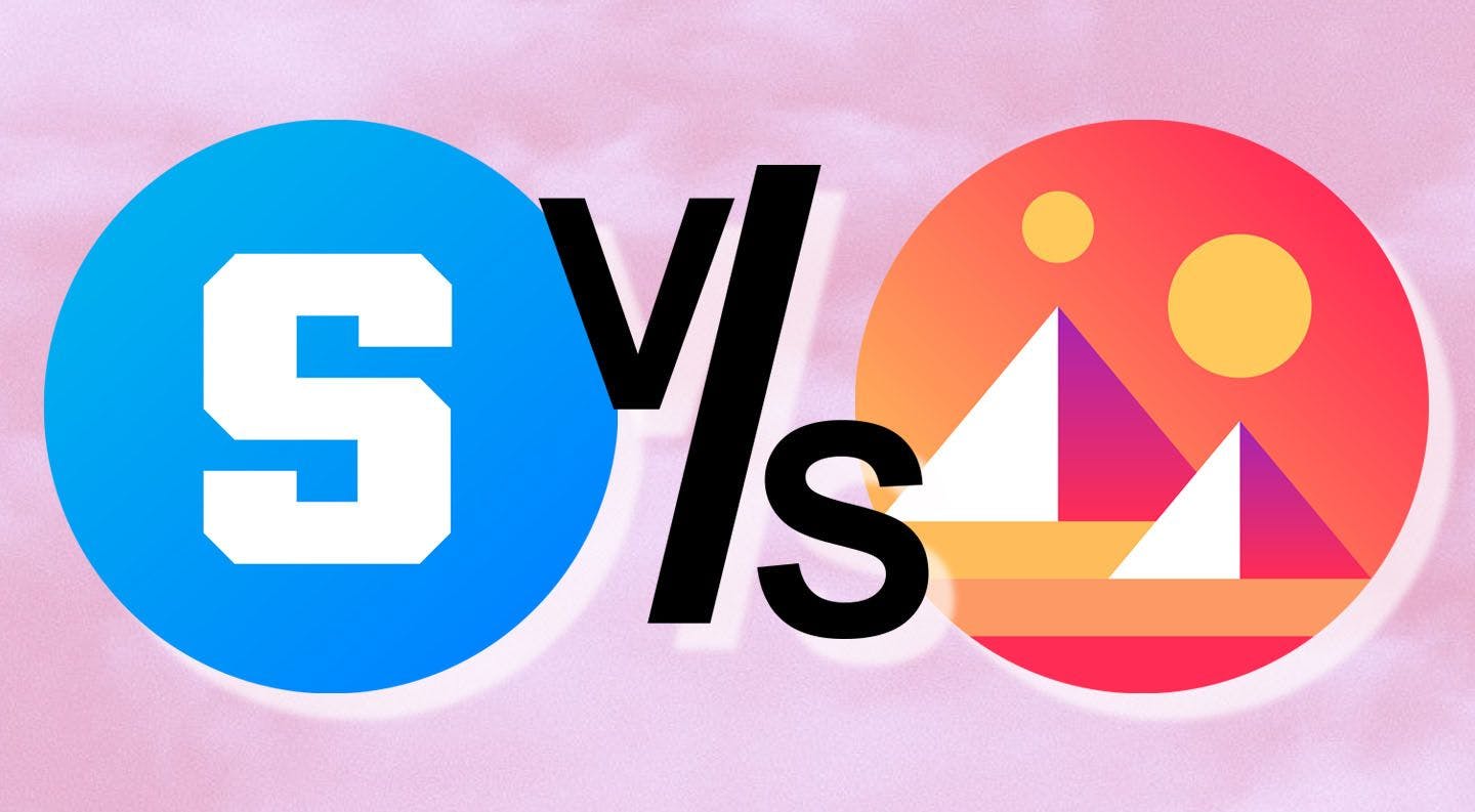The Sandbox and Decentraland logos with letters V and S in between them.