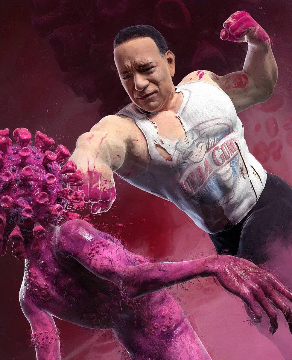 Tom Hanks punching Covid